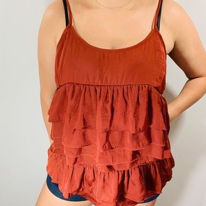 WHOWHATWEAR Layered Tank Top Burnt Orange L
